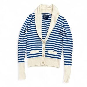 American Eagle Outfitters Blue & Cream Striped Cardigan